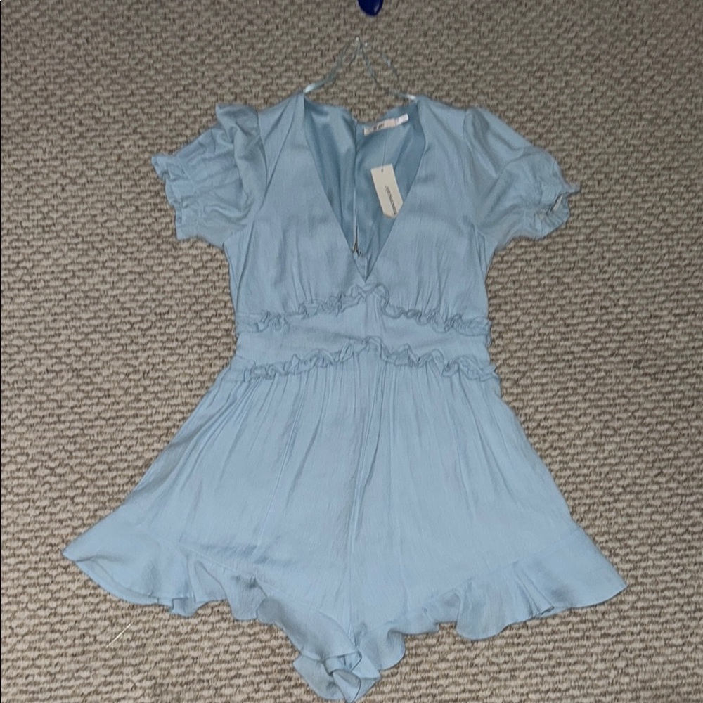Mi Amore Light Blue Ruffled Romper